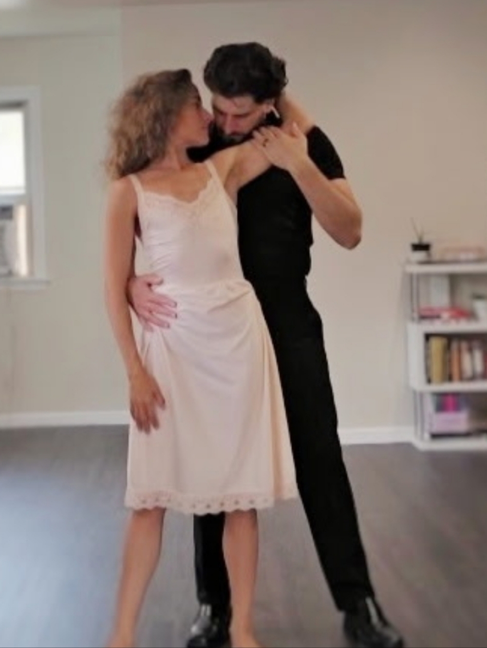 70s Pink Nylon Striped Slip Dress